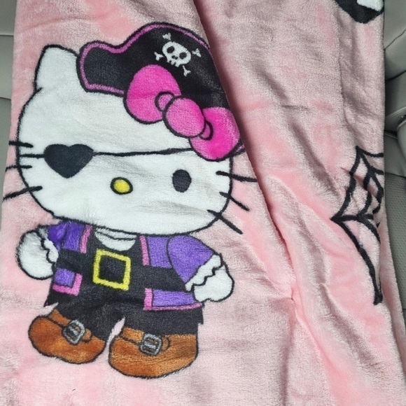 Hello Kitty Spiderweb Pirate Candy Cane Halloween Plush Blanket HTF Viral TikTok - Picture 4 of 4
